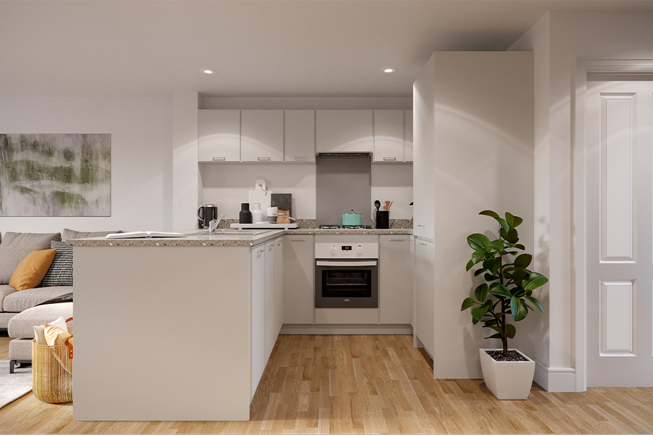 Hestia Green Kitchen Area CGI
