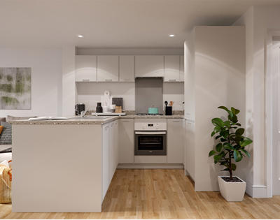 Hestia Green Kitchen Area CGI