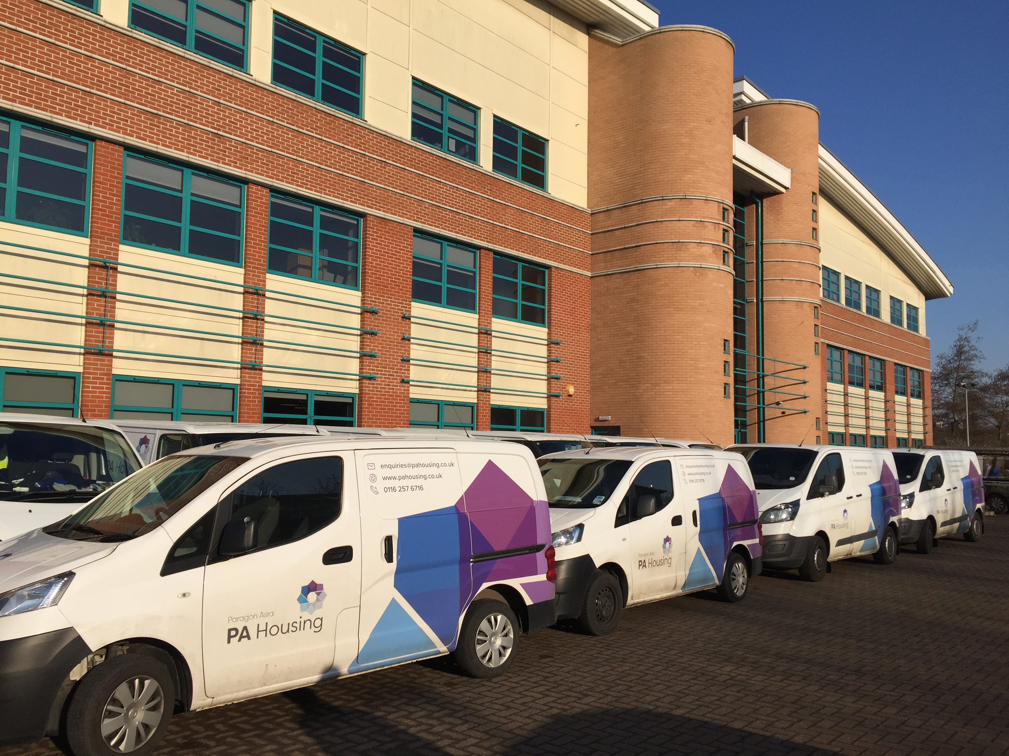 PA Housing vans outside Bede Island