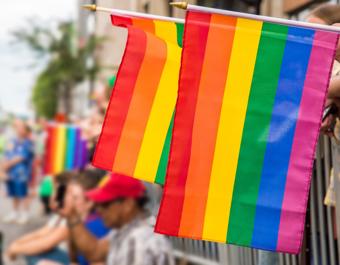 Rainbow flags at a Pride celebration