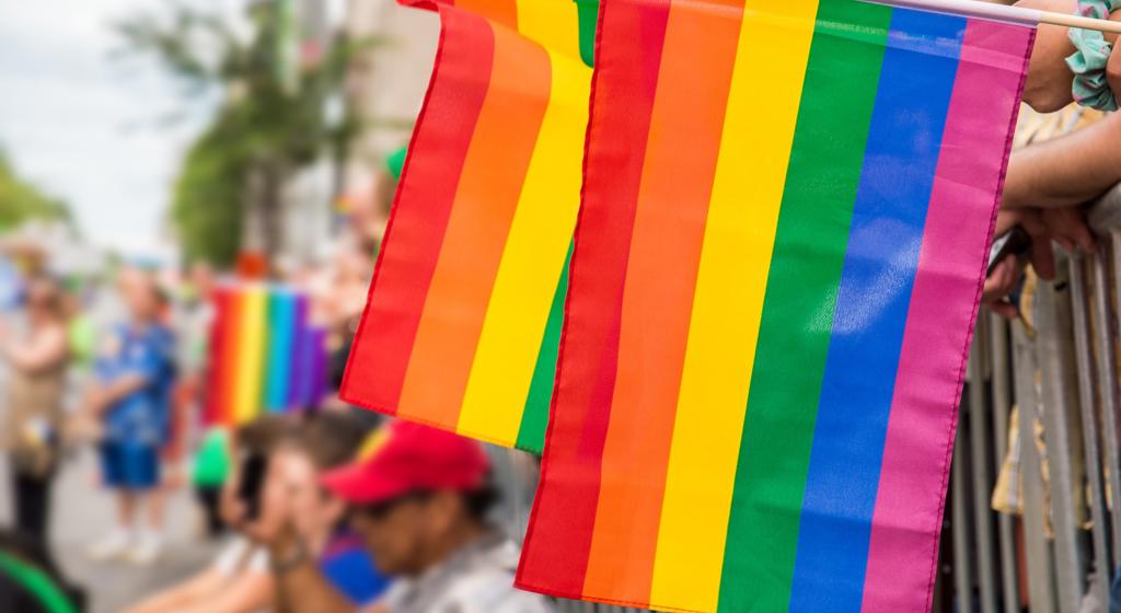 Rainbow flags at a Pride celebration