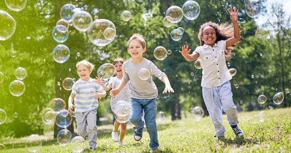 Children with bubbles - stock