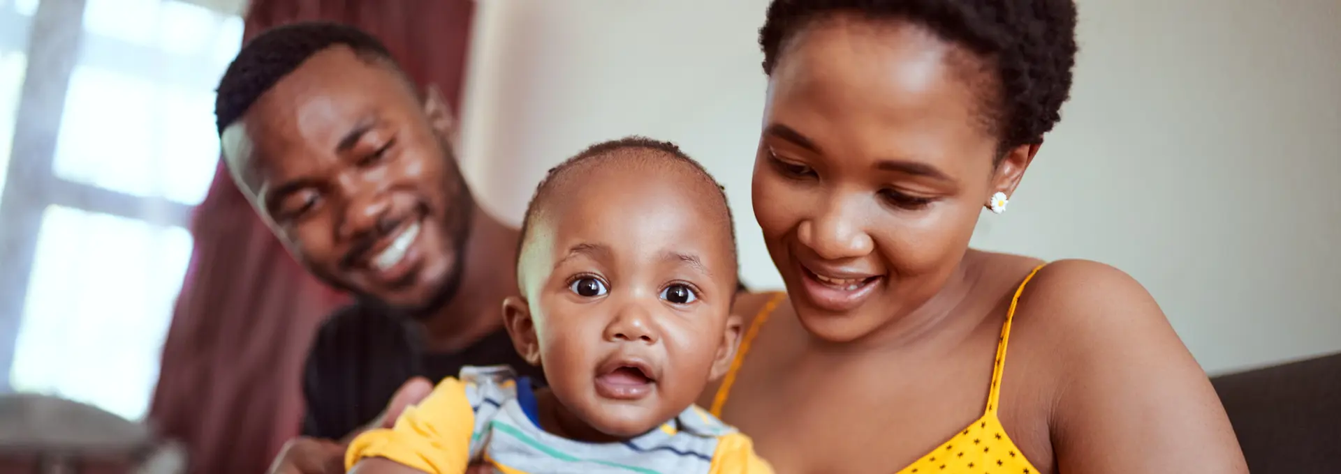 Young black family at home