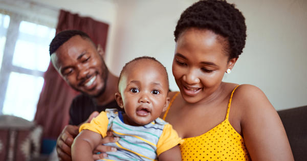 Young black family at home