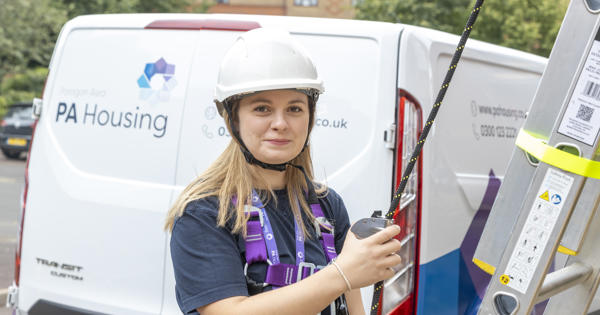 Steph Ward - hard hat and ladder