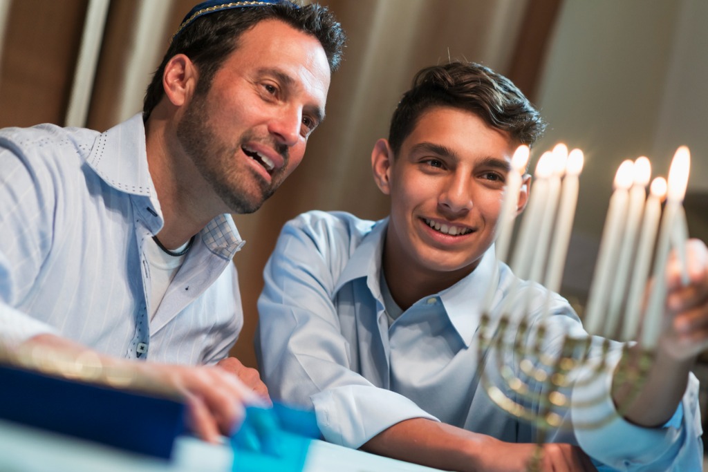 Two men celebrating Hanukkah