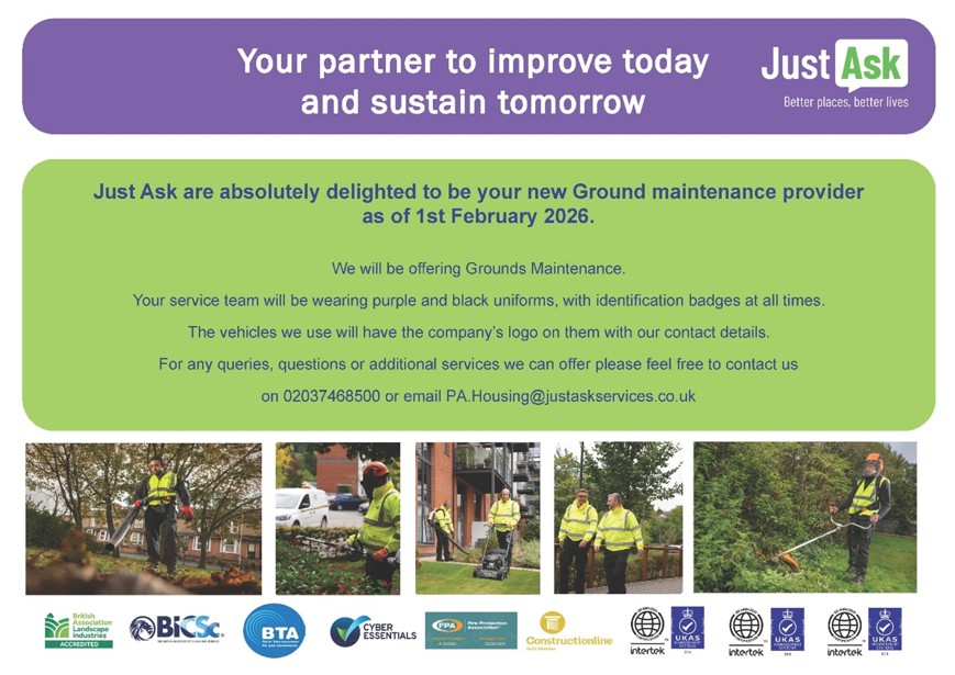 Inforgraphic explaining who our grounds maintenance contractor just As are