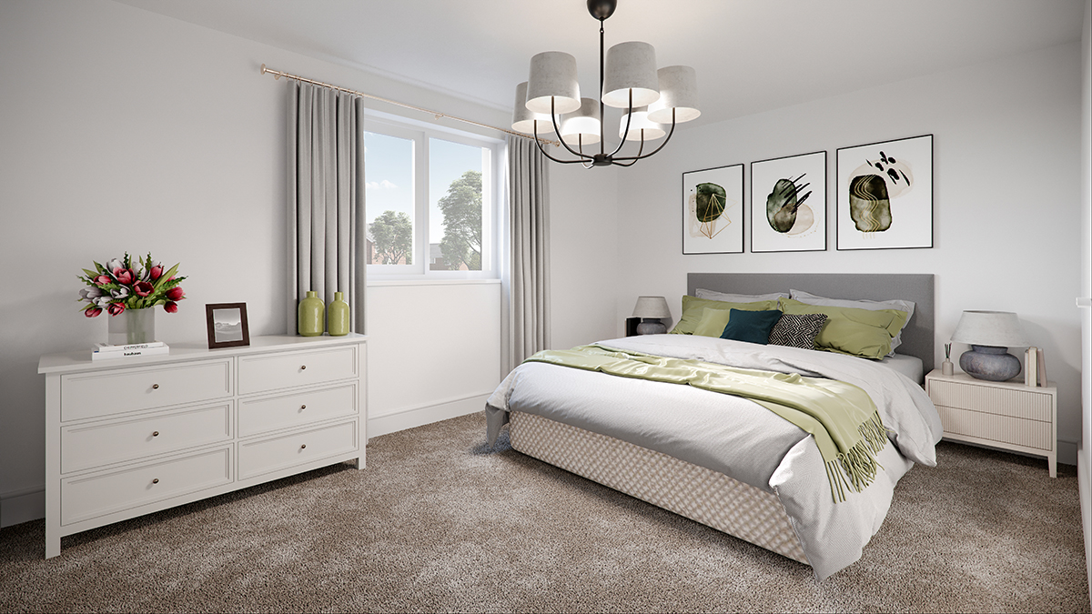 Hestia Green Bedroom CGI (Specs Subject To Change And For Illustrative Purposes Only)