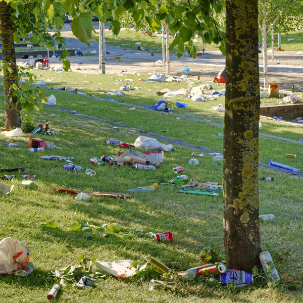 Rubbish Left In Public Park Following Football Win Celebrations