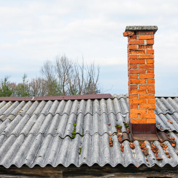 Old chimney on Asbestos roof