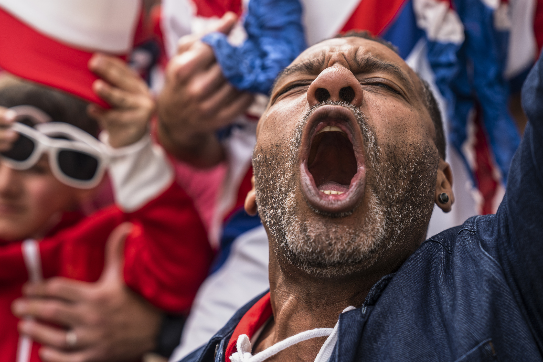 Euphoric Englishman Shouting And Celebrating After National Team Scores Goal